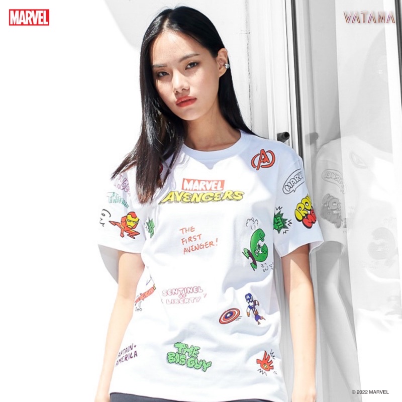 VATANA - เสื้อยืดพิมพ์ลาย MINI HEROES OVP สีขาว ลิขสิทธิ์ MARVEL