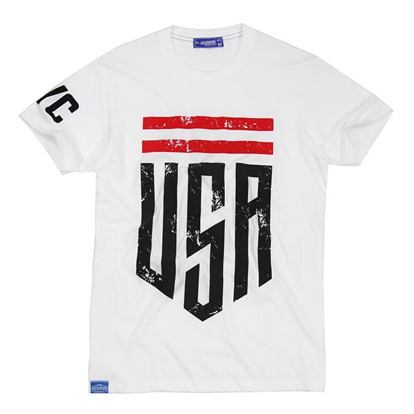 AQUANINE เสื้อยืดผู้ชาย เสื้อยืดผู้หญิง รุ่น USA (เสื้อยืดสีขาว)ลิขสิทธิ์แท้