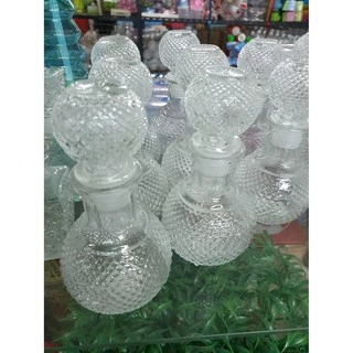 ขวดแก้ว ลายคริสตัล ทรงกลม O ถูกที่สุด ใช้ใส่น้ำผึ้ง เหล้า ของเหลว ทรงกลม O