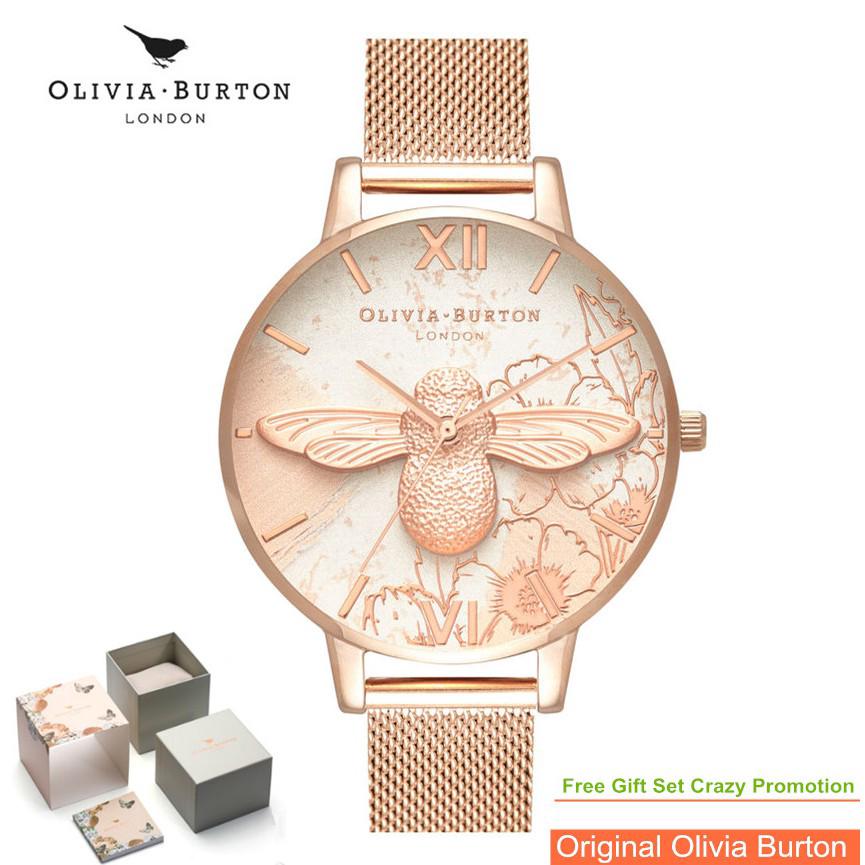 Olivia Burton นาฬิกาข้อมือสำหรับสตรีลายดอกกุหลาบ