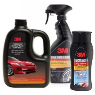 3M ล้างรถผสมแว๊กซ์ 00W 1ลิตร+เคลือบยาง 42LT 400มล. +เคลือบกระจกกันน้ำฝนและฝุ่นเกาะ  89LT 400มล