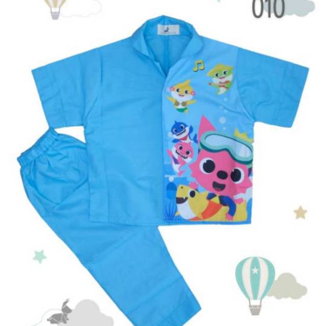 Mourance - ชุดนอน Kode010 Baby Shark สีฟ้า