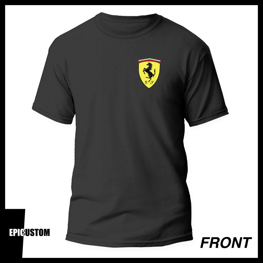 คอตต้อนคอกลมเสื้อยืดผ้าฝ้าย 100% พิมพ์ลายโลโก้ Ferrari Motorsports Pocket สีดํา สีขาว สีเทา สีแดงเข้ม สําหรับทุกเพศS-5XL