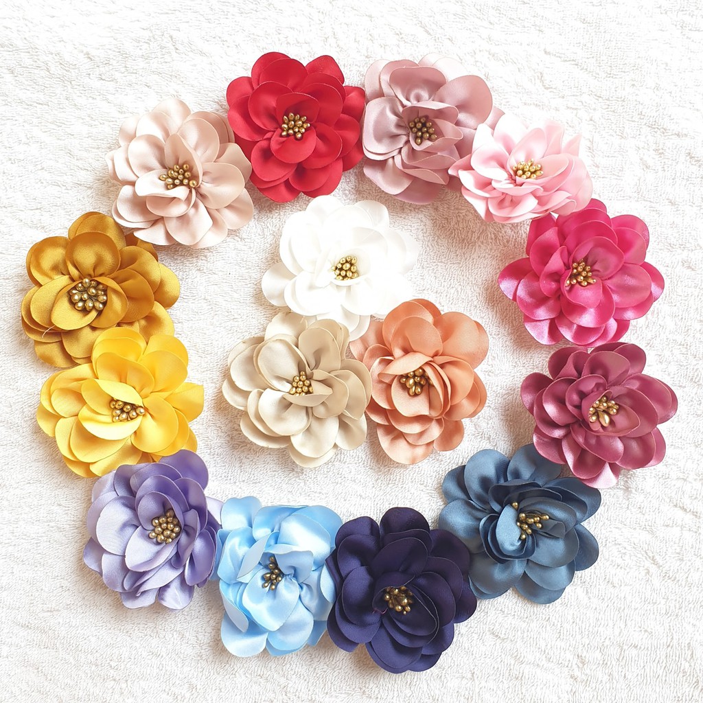 ดอกไม้ผ้า ดอกไม้ตกแต่ง (5-8 cm.) ดอกไม้ตกแต่งเสื้อผ้า ดอกไม้ตกแต่งชิ้นงาน D.I.Y ราคาต่อดอก
