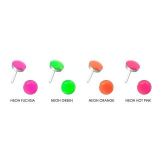 ต่างหูสำหรับผิวแพ้ง่าย -- ต่างหูรูปทรงกลม สี Neon ตัวก้านเป็นสแตนเลส