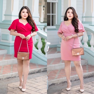 Janny เดรส เดรสสาวอวบ อ้วน Bigsize XXL ชุดราตรี ชุดออกงาน ผ้าวูลเวฟ