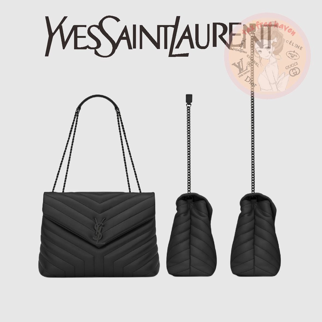 ราคาต่ำสุดของ Shopee 🔥 ของแท้ 100% 🎁YSL/Yves Saint Laurent ยี่ห้อใหม่ LOULOU กระเป๋าหนังควิลท์รูปตัว Y ขนาดกลาง