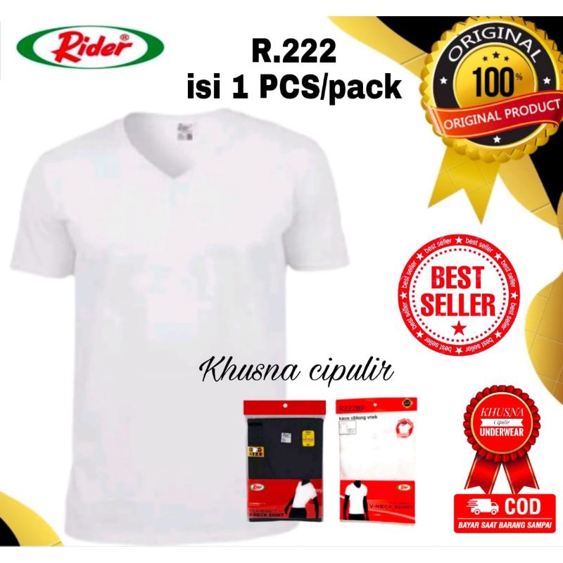 เสื้อยืดผู้ชายผู้ใหญ่ RIDER R 222 BP - V NECK - SML-XL-3XL-4XL-5XL CONTENTS 1 ชิ้น