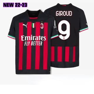 เสื้อกีฬาแขนสั้น ลายทีมชาติฟุตบอล AC Milan 22-23 season player ชุดเหย้า s-2xl