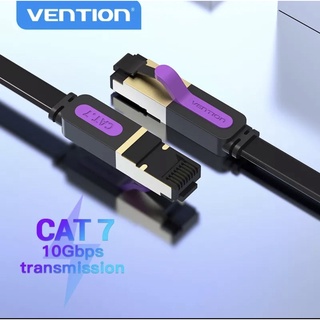 Vention สายแลน RJ45 CAT7 สายอินเทอร์เน็ต 10Gbps ความเร็วสูง สำหรับเราเตอร์ สายแบน วิ่งเต็มสเปก:15 ม.