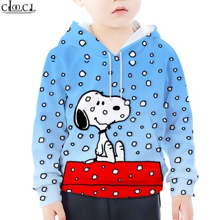 เสื้อกันหนาว มีฮู้ด ลายการ์ตูน Snoopy สวมใส่สบาย แฟชั่นสําหรับเด็ก