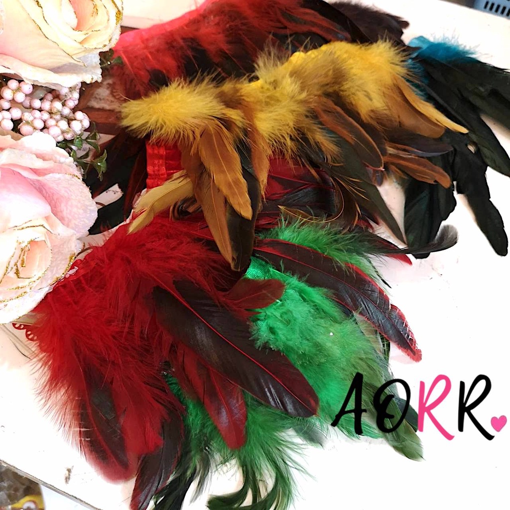 20cm ขนไก่โต้ง ขนไก่ มีหลายสี (พร้อมส่ง) เส้นขน ขนนก ขนไก่ สีสวย แบ่งขาย ตัดสั้น ความยาวขน ยาว 12-13 cm