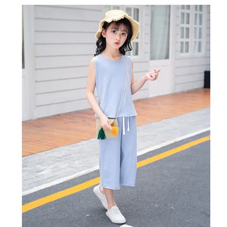 250 : ชุดเสื้อ + กางเกง ผ้ายืด เซ็ต 2 ชิ้น เข้าชุดกัน สีฟ้า หวานๆ  ใส่สบาย (เสื้อผ้าเด็กเล็ก เสื้อผ้าเด็กโต)