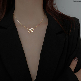 สร้อยคอไทเทเนียมสตีลไม่ซีดจางสร้อยคอโซ่กระดูกไหปลาร้าหัวใจพีชTitanium Steel Non-fading Necklace  Heart  Chain