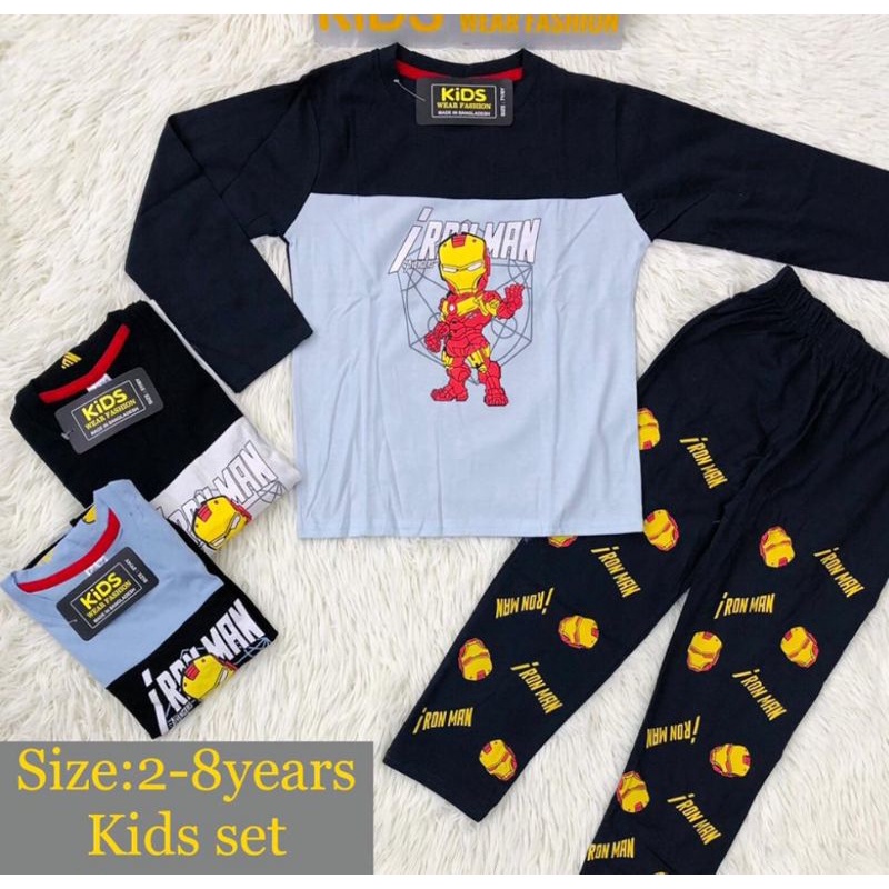Ironman ชุดนอนแขนยาวลายการ์ตูน dn Bigkids 1-12th