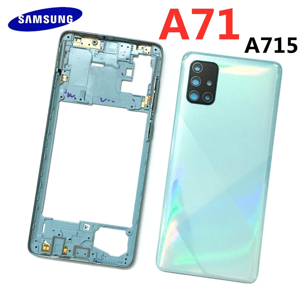 กรอบกลาง + ฝาหลัง สําหรับ Samsung Galaxy A71 A71F แบตเตอรี่ เคสด้านหลัง พร้อมปุ่มปรับระดับเสียง อะไหล่โทรศัพท์