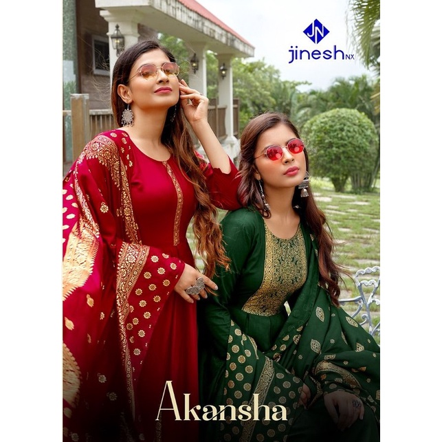 JINESH NX PRESENTS NEW AKANSHA VOL 1 RAYON พร้อมฟอยล์พิมพ์ลาย KURTIS พร้อม DUPATTA KURTIS ..