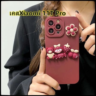 ไวน์แดง ตุ๊กตาสามมิติ เคสXiaomi 11T Pro เคสXiaomi11T Case Xiaomi Mi 11 Lite mi11 poco f3 redmi 10 redmi10 redmi case เคสโทรศัพท์ซิลิโคนแบบเลนส์รวมทุกอย่าง