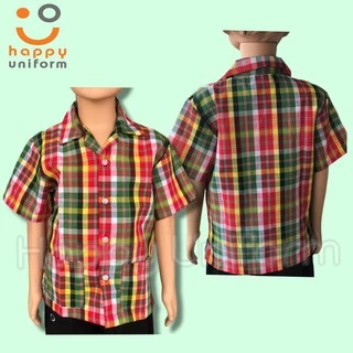 เสื้อวัฒนธรรม คอปกตาสก็อตเด็ก ผู้ใหญ่ ใส่ไปโรงเรียนได้ เนื้อผ้าเกรดดี สีสวย ราคาถูก