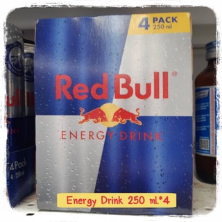 Red Bulk Energy Drink 250 ml×4  เครื่องดื่มเรดบูล เรดบูลแพค4 เครื่องดื่มบำรุงกำลังเรดบูล เรดบูลEnergy drink  กระทิงแดง