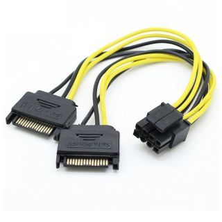 15Pin SATA ชาย 8pin (6 + 2) ชาย PCI-E การ์ดแหล่งจ่ายไฟอะแดปเตอร์ Drop Shipping