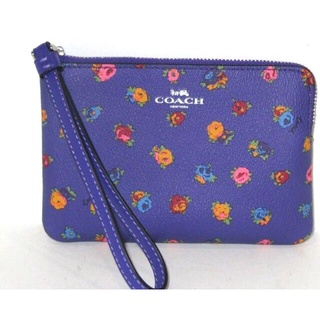 พร้อมส่ง กระเป๋า Coach คล้องแขน S 1ซิป ลายดอกไม้ สีม่วง ของแท้ 100%