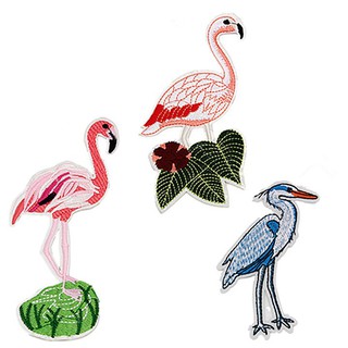 แผ่นผ้า diy flamingo สําหรับปักเย็บเสื้อผ้า