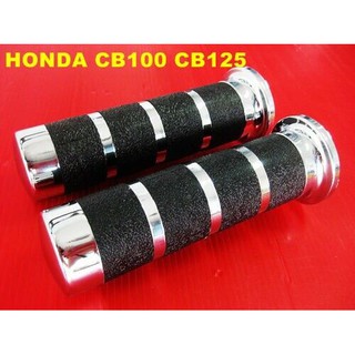 HONDA CB100 CB125 CB175 CB200 CB250 CB350 HANDLE BAR GRIP SET  // ปลอกแฮนด์ ปลอกมือ สีดำ สลับ ชุบโครม สินค้าคุณภาพดี