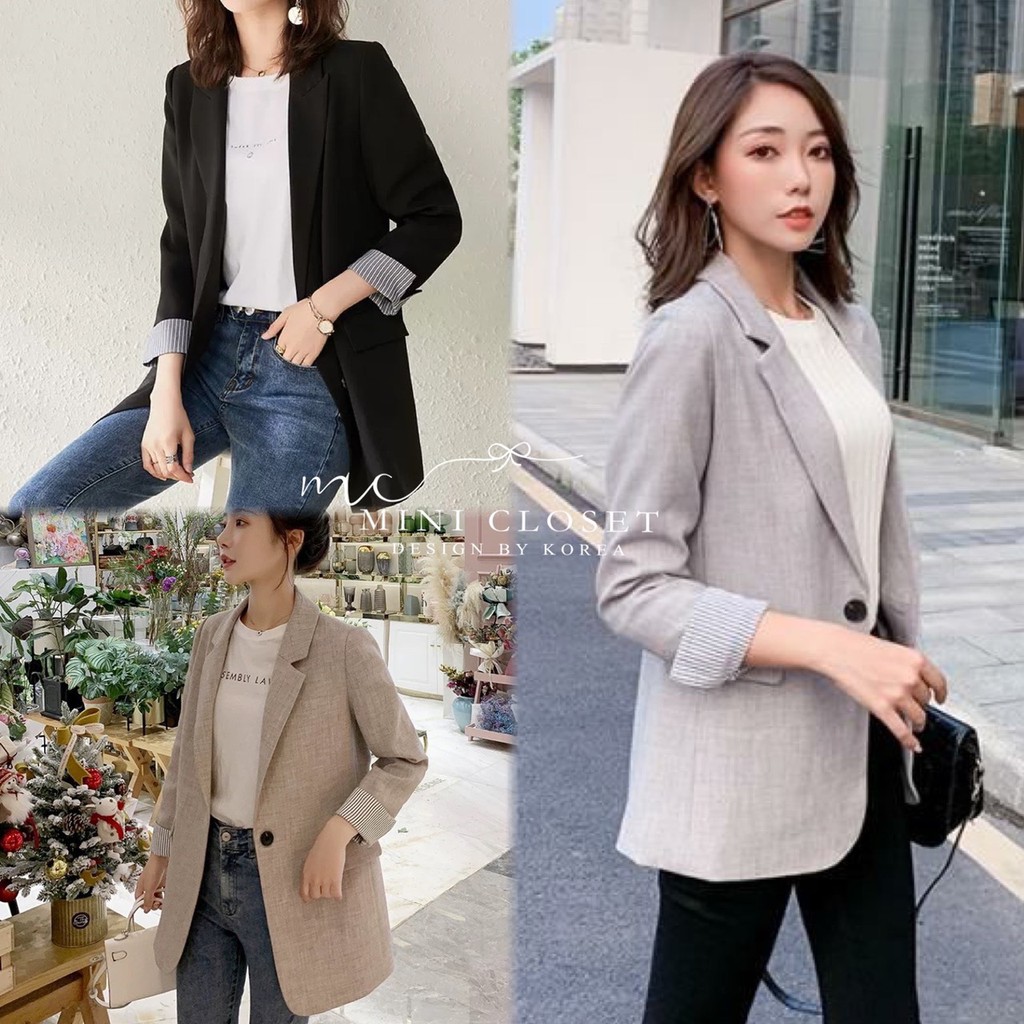 เสื้อสูท Blazerผสมลินิน Linin Loose-Fit Blazer