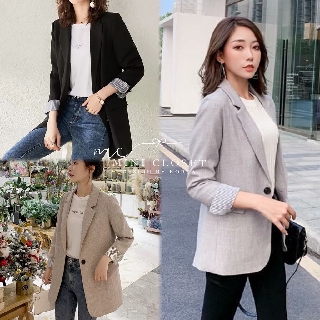 ราคาเสื้อสูท Blazerผสมลินิน  Linin Loose-Fit Blazer