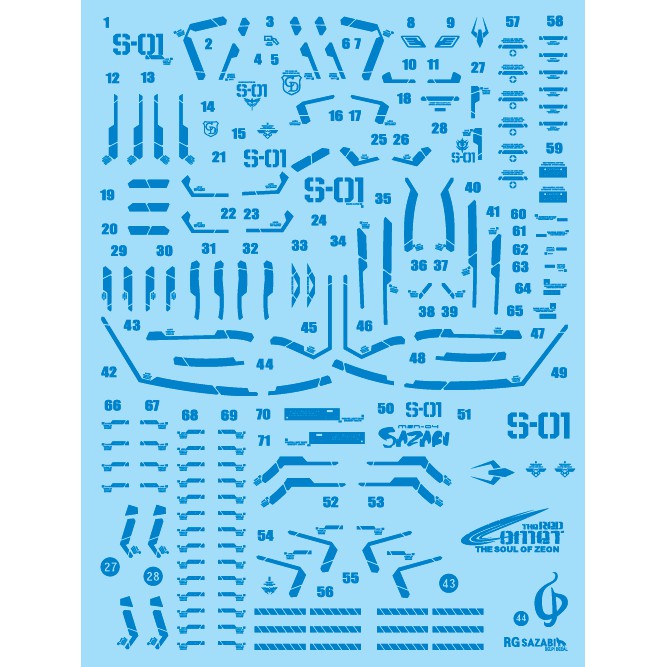 DELPI DECAL SAZABI BLUE HOLO WATER DECAL RG