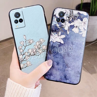 2021 New เคสโทรศัพท์ VIVO V21 5G Casing Glitter Flower Series Gardenia Magnolia And Back Cover เคส วีโว่V21 5G Phone Case