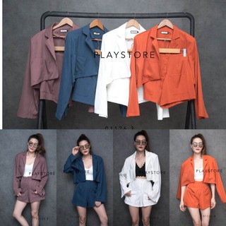 🔖ป้าย Mirrorsister SeT Blazerทรงครอป คู่กางเกงขาสั้น ทรงดี ใส่แล้วชิค