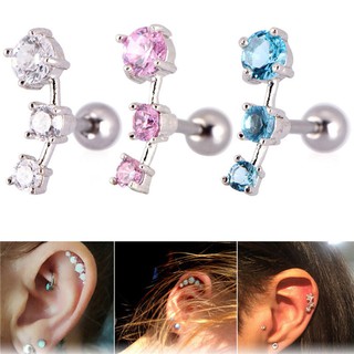 ต่างหูแบบติดหูเหล็ก ss cubic zirconia tragus 1 ชิ้น