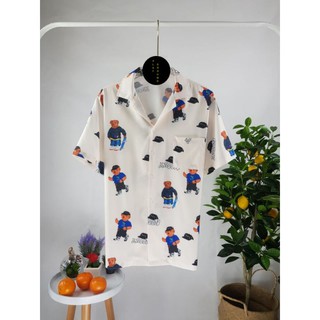 เสื้อฮาวายพิมพ์หมีTeddy(M/L/XL)