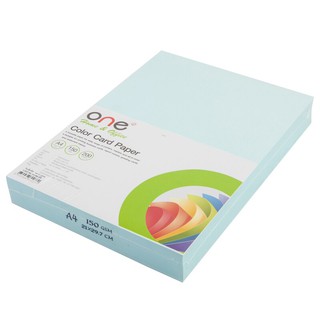 กระดาษการ์ดสี A4 150 แกรม สีฟ้า (แพ็ค 200 แผ่น) ONE A4 color card paper, 150 grams blue color (200 sheets pack) ONE