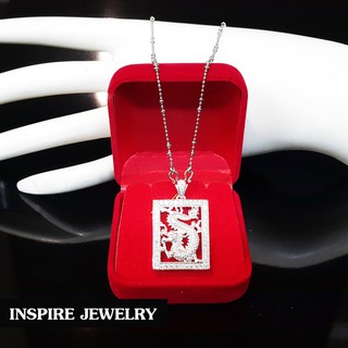 Inspire Jewelry จี้มังกรล้อมเพชร งานจิวเวลลี่ 2x3cm และสร้อยคอยาว 18นิ้ว เพชรสวิสเกรด AAA++ น้ำงาม