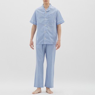 🍭GU427: GU blue square sleepwear (ตัดป้ายยี่ห้อนะคะ) ชุดนอน GU Japan เข้าเซ็ต ของแท้