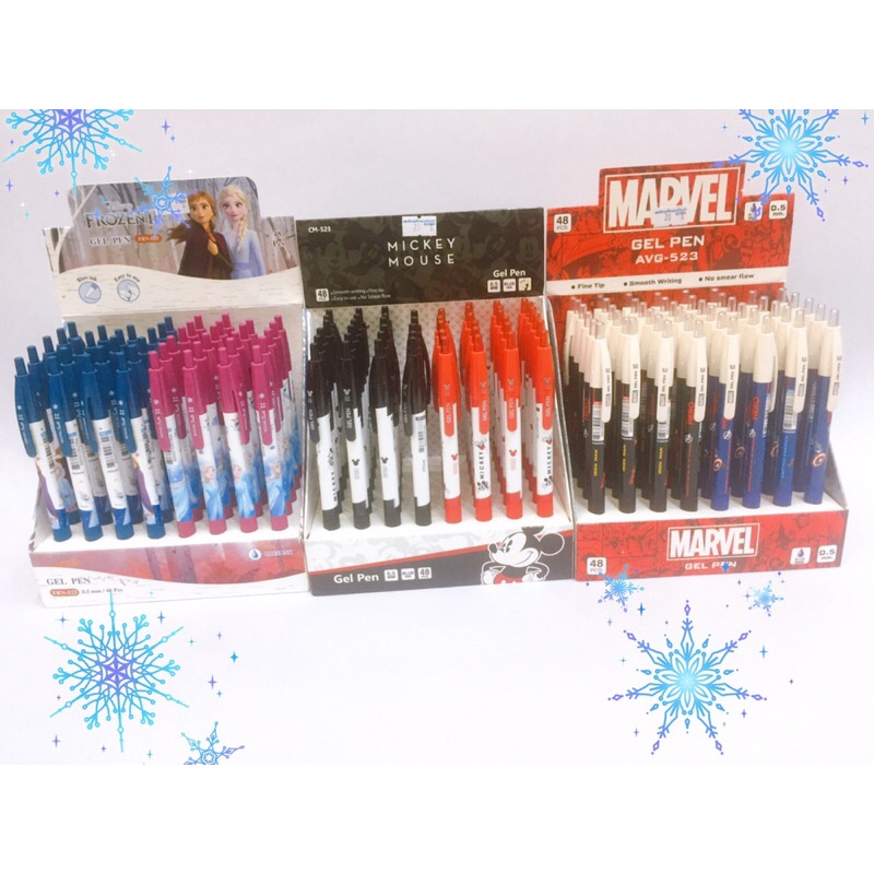 ปากกาเจลกด 0.5 มม. มิกกี้เมาส์ mickey mouse  มาเวล Marvelโฟรเซ่น Frozen หมีพูห์ Pooh