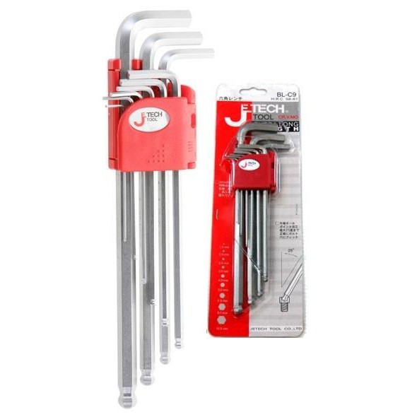 JETECH BL-C9 9 ชิ้น Ball Point Extra Long Hex Key Allen Key 1.5, 2.0, 2.5, 3.0, 4.0, 5.0, 6.0, 8.0, 