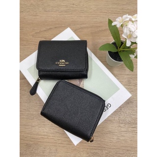 กระเป๋าสตางค์ หนังแท้ สีดำ ใบสั้น ใบเล็ก COACH SMALL TRIFOLD WALLET F37968