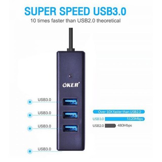 OKer USB 3.0 HUB รุ่น H-341 / H365 4 Ports ฮับยูเอสบี 4 ช่อง ส่งข้อมูล