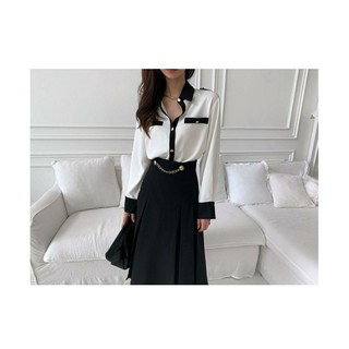 ชุดเข้าเซ็ตกระโปรง Black&amp;white set #C2294-C2295