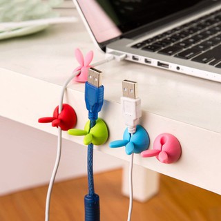 4PCS Rabbit Cable Drop Clip Desk Tidy Organiser Wire Cord USB อุปกรณ์ชาร์จ