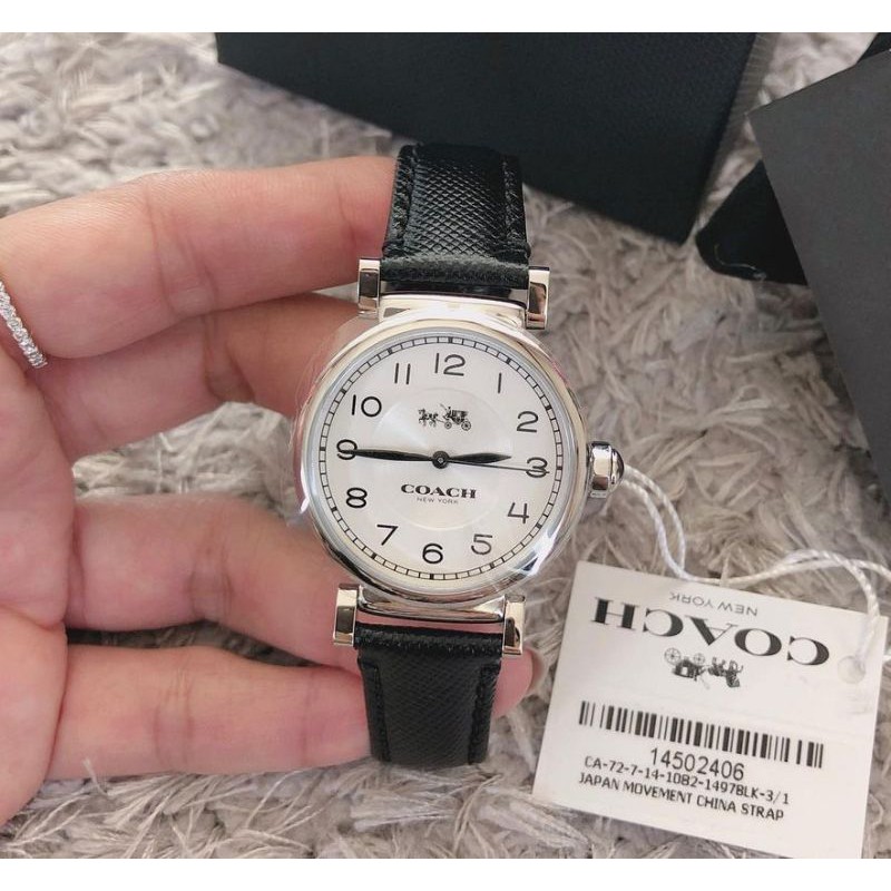 🎀 (สด-ผ่อน) นาฬิกา Coach สายหนังสีดำ Coach 14502406 COACH Women's Madison Fashion Watch Quartz Mineral Crystal #30mm