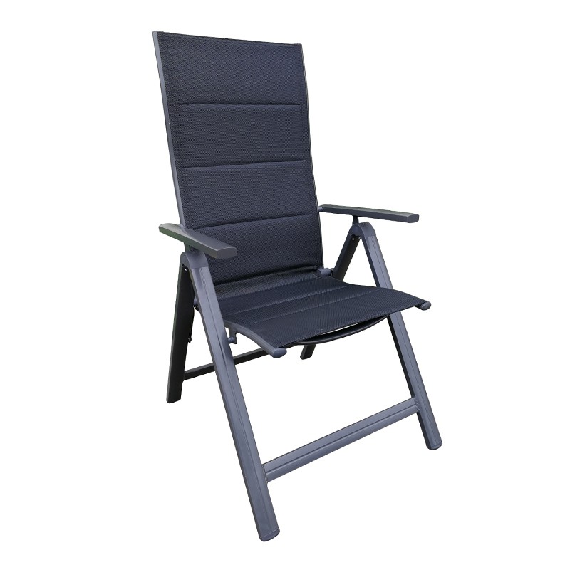 เก้าอี้สนามปรับระดับได้ FONTE รุ่น 151.330 ขนาด 59 x 68 x 112 ซม. สีดำ - เทาเข้ม