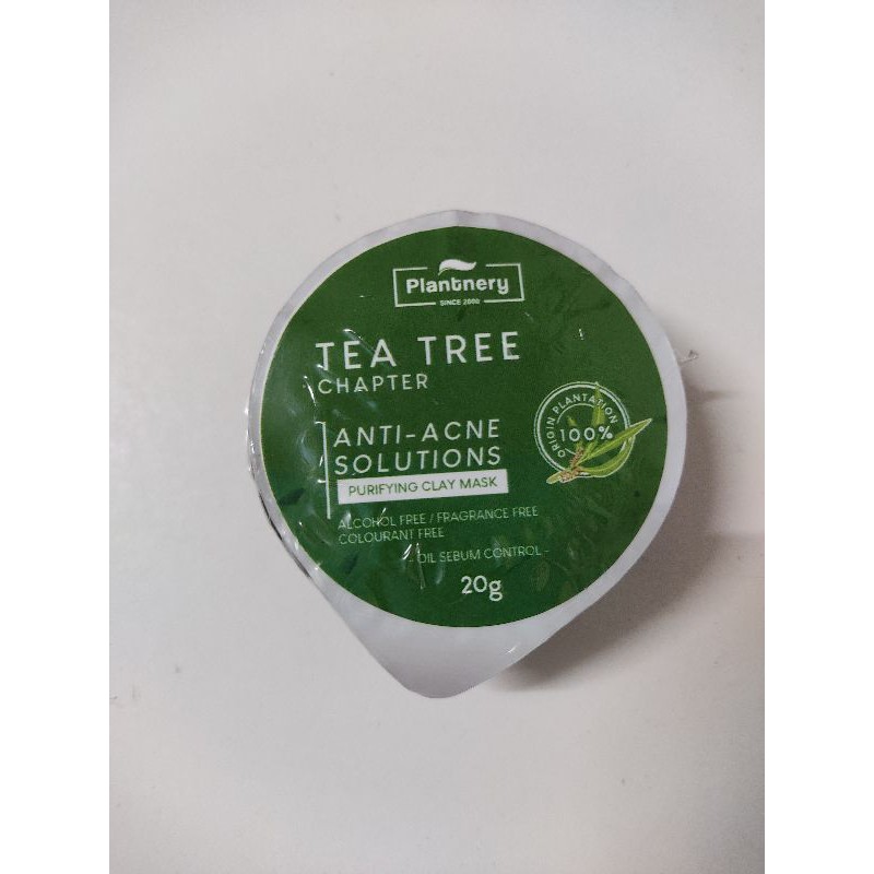 🔥ลดล้างสต๊อก🔥Plantnery Purifying Clay Mask Tea Tree 20g โคลนมาสก์หน้า สูตรลดสิว EXP: 09/2023