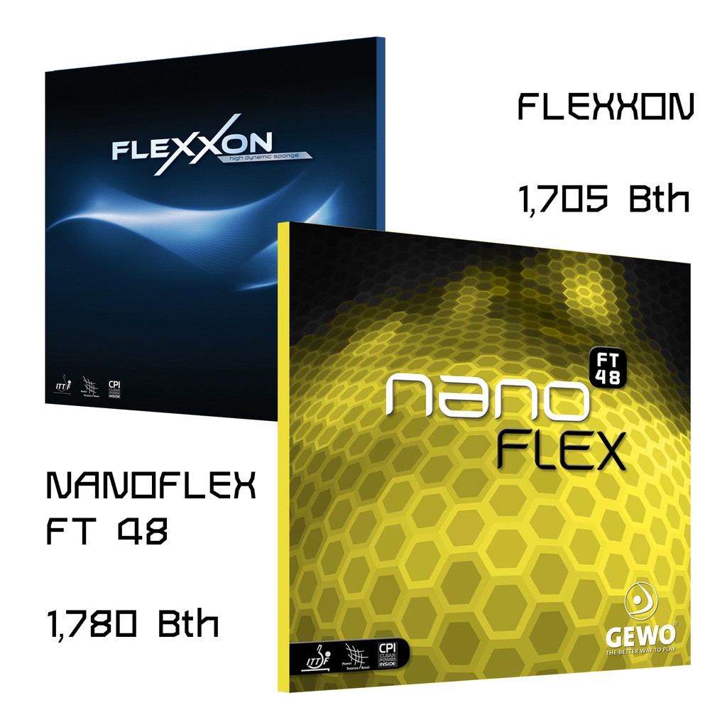 Pingpongsport แพ็คคู่ราคาพิเศษยางปิงปอง GEWO Nanoflex FT48 คู่กับ GEWO Flexxon