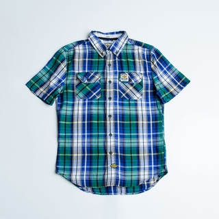 SUPERDRY SINGLESAWN BUTTON-DOWN SHORT SLEEVE SHIRT - เสื้อเชิ้ต สำหรับผู้ชาย สี Malory Check