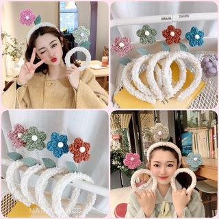 Candy-colored Plush Flowers Wash Face Headband Hair Accessories Ins Cute Headband Headband Headband Zhao Lusi the Same Headband Women